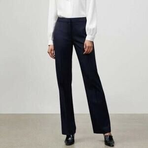 LAFAYETTE 148 | sz 4 Women's Navy Blue Stretch Virgin Wool Menswear Trousers